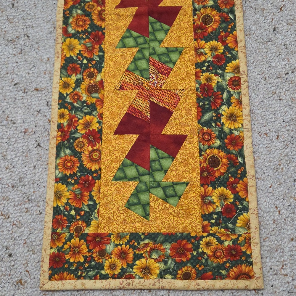 Pinwheel Autumn Table Runner Handmade In Vermont - Picture 3 of 5
